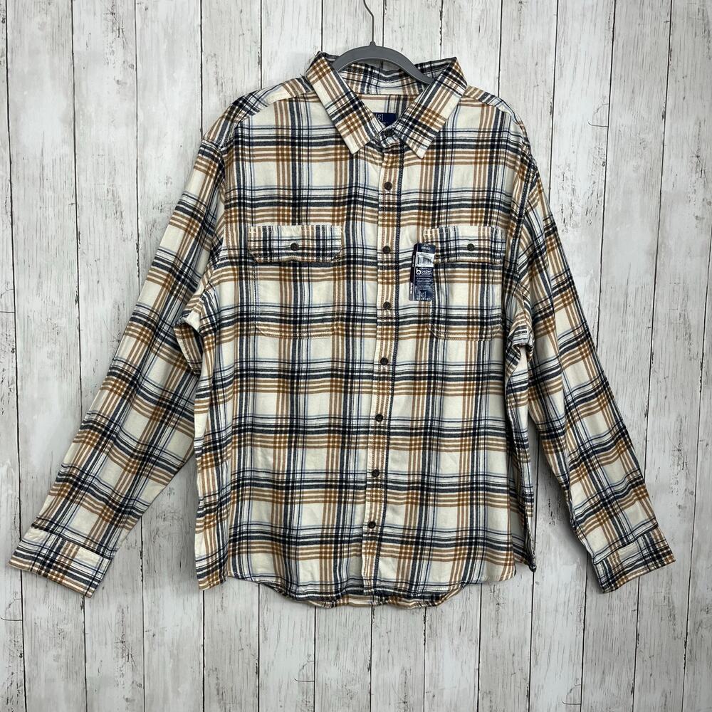 George Super Soft Long Sleeve Plaid Warm Gorpcore Flannel Button Down Shirt 2XL